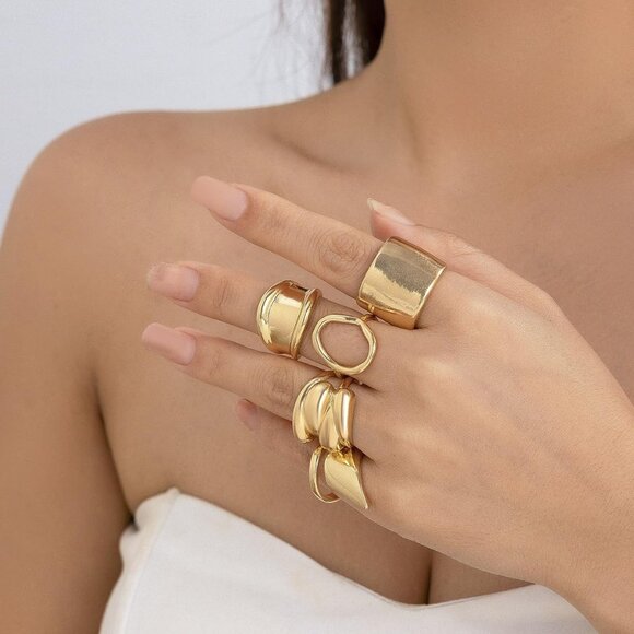 Women Gold Knuckle Rings Set Stackable Midi Finger Rings Pack Trendy Jewelry - Picture 4 of 7